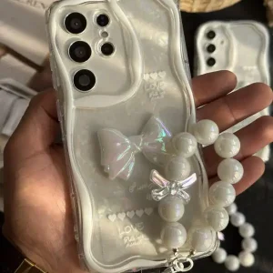 کاور قاب گارد مدل مروارید همراه با بند ست Pearl with Band مناسب برای گوشی موبایل های سامسونگ، آیفون